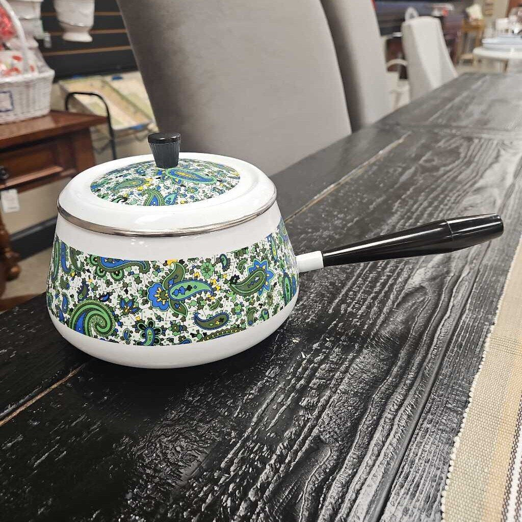 Vintage Paisley Porcelain Sauce Pan