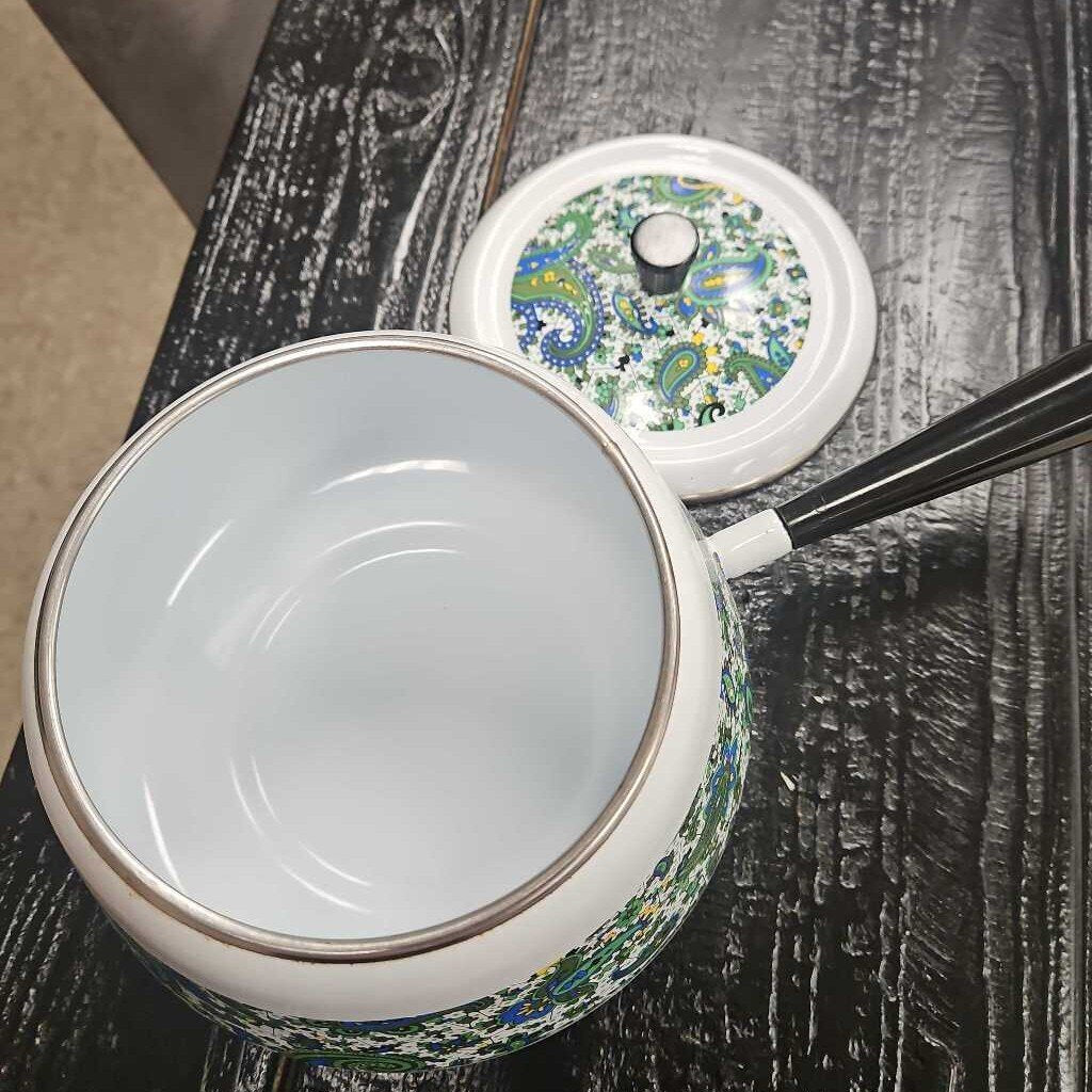 Vintage Paisley Porcelain Sauce Pan