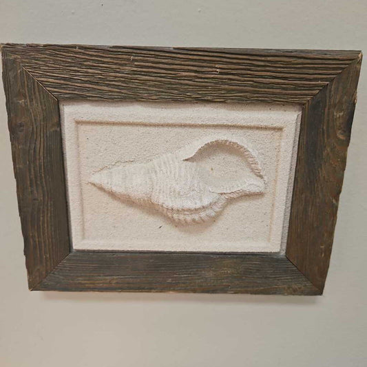 Conch Shell Sand Wall Art in Wood Frame
