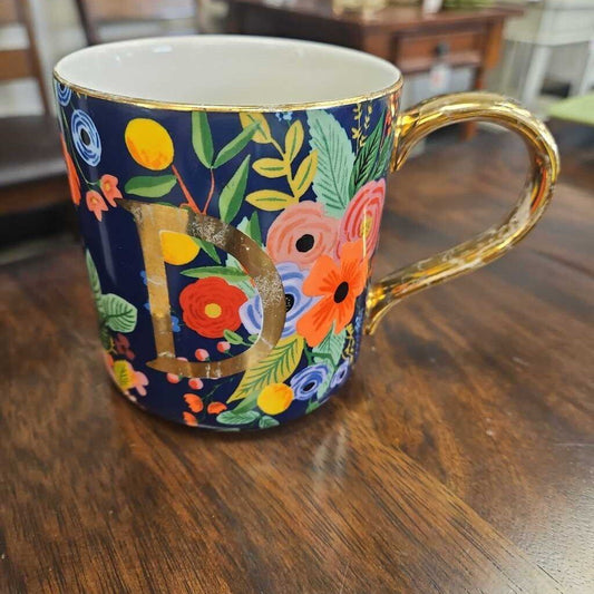 Anthropologie Rifle Paper Co. "D" Mug