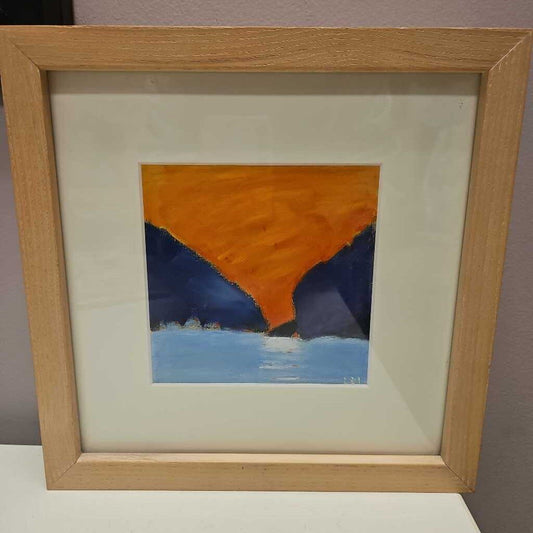Original Abstract Landscape in Box Wood Frame "Gros Morne"