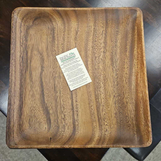 NEW - Pacific Merchants Acaciaware Square Wood Plates - Set of 4