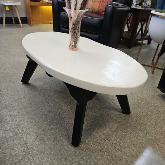 Cream and Black Wood Coffee Table