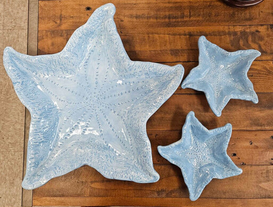Mesa Home Coastal Blue Starfish 3 Pc Chip and Dip Set