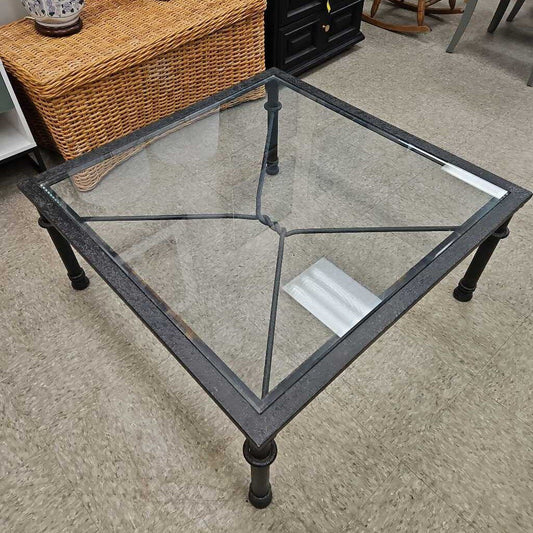 Wright Iron Square Coffee Table with Glass Top