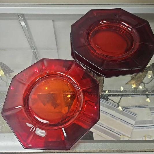 Glass Octagonal Plates - Set of 4