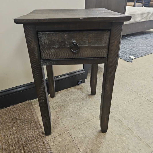 Jofran Devon Farmhouse Distressed Solid Pine Single Drawer End Table