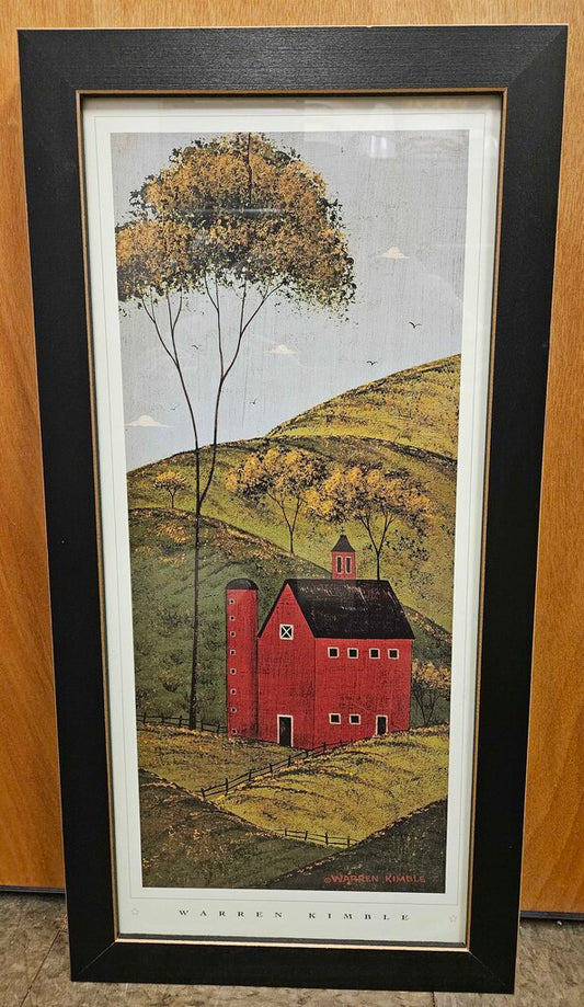 "Big Red Farmhouse" Warren Kimble Folk Art Print