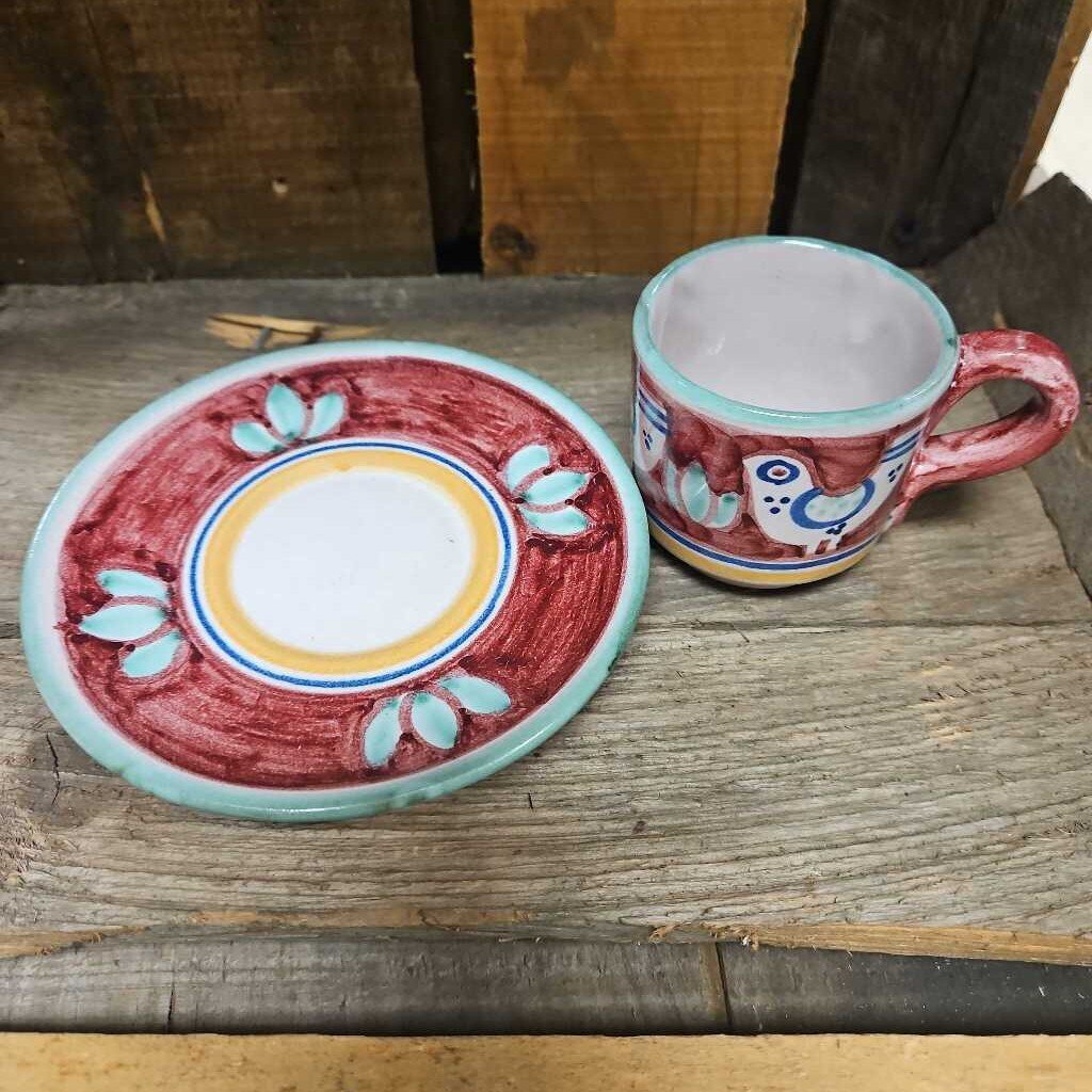 V. Pinto Vietri Style Italian Hand Painted Espresso Set - 16 pc