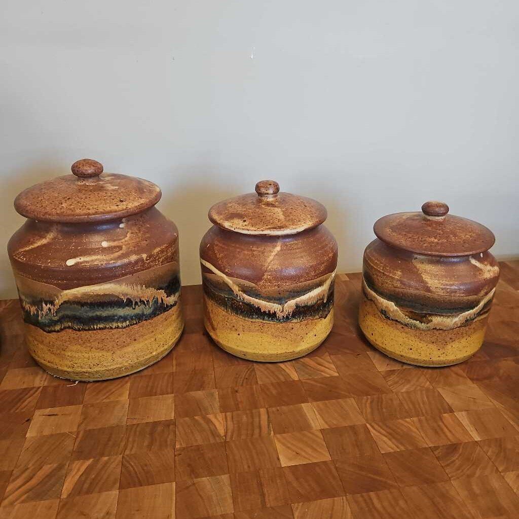 Handmade Stoneware Canister Set (3 pcs)