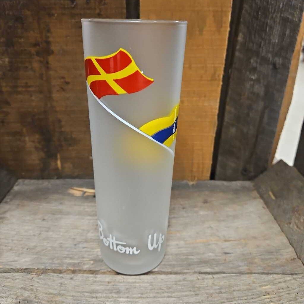 Vintage Libbey Nautical Sailing Flags Frosted Drinking Glasses - Set of 7
