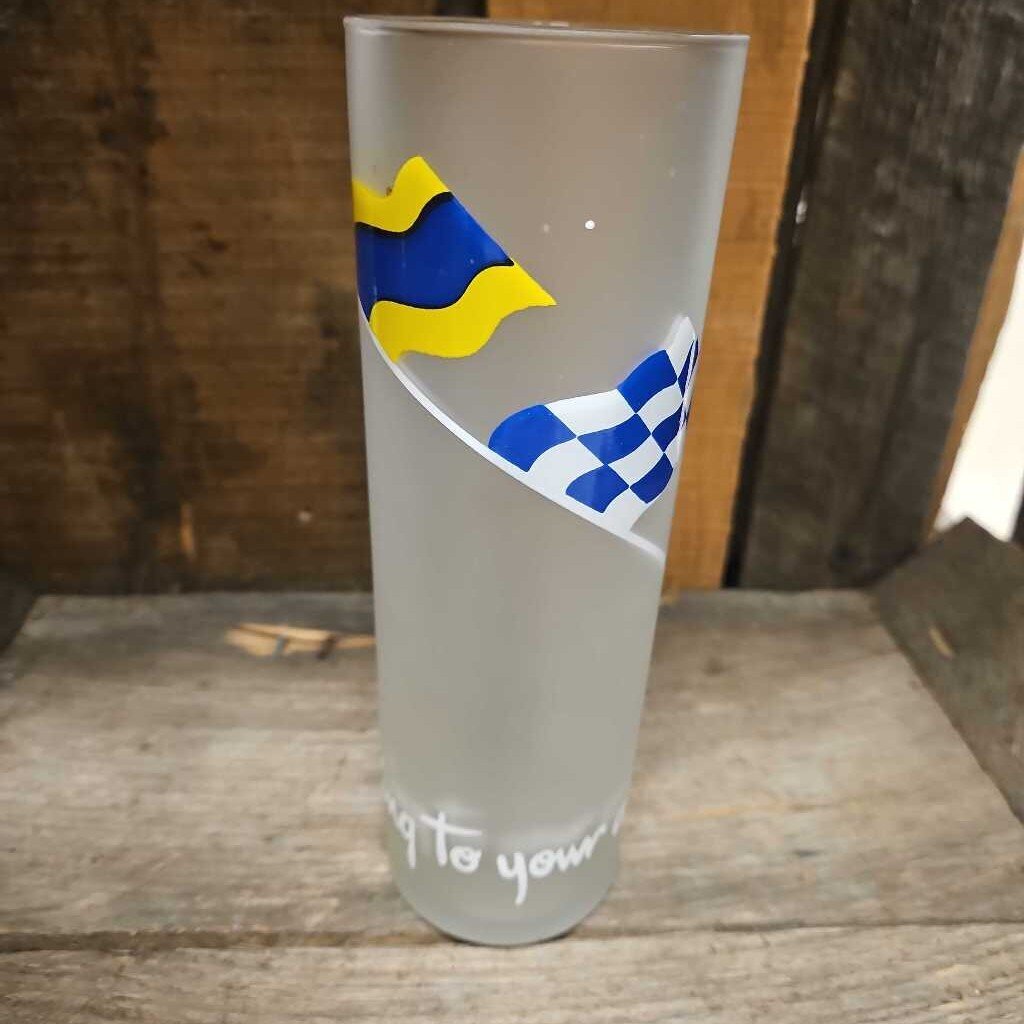 Vintage Libbey Nautical Sailing Flags Frosted Drinking Glasses - Set of 7