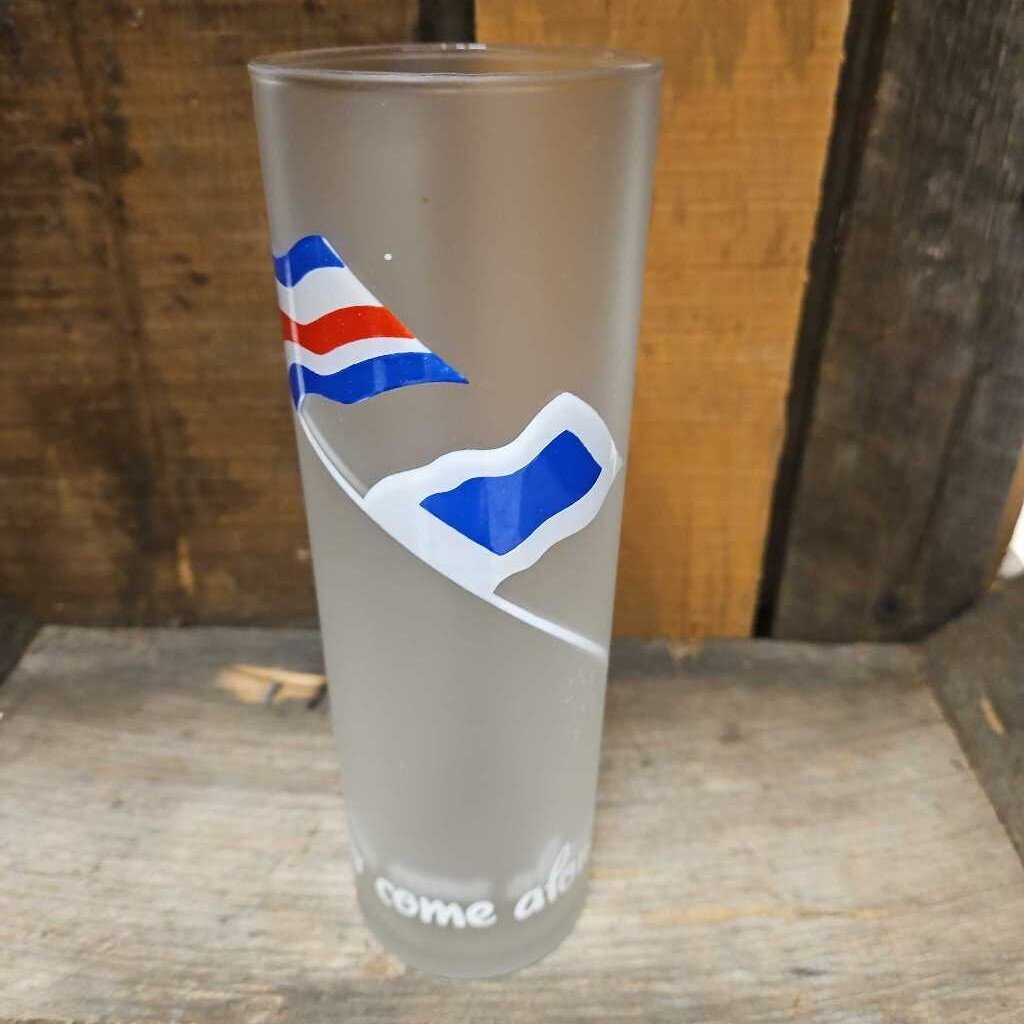 Vintage Libbey Nautical Sailing Flags Frosted Drinking Glasses - Set of 7