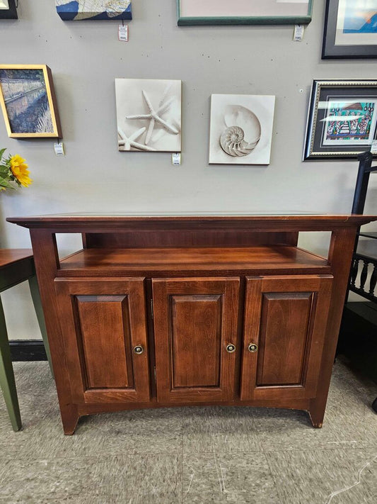 Wood Dining Credenza with Glass Top