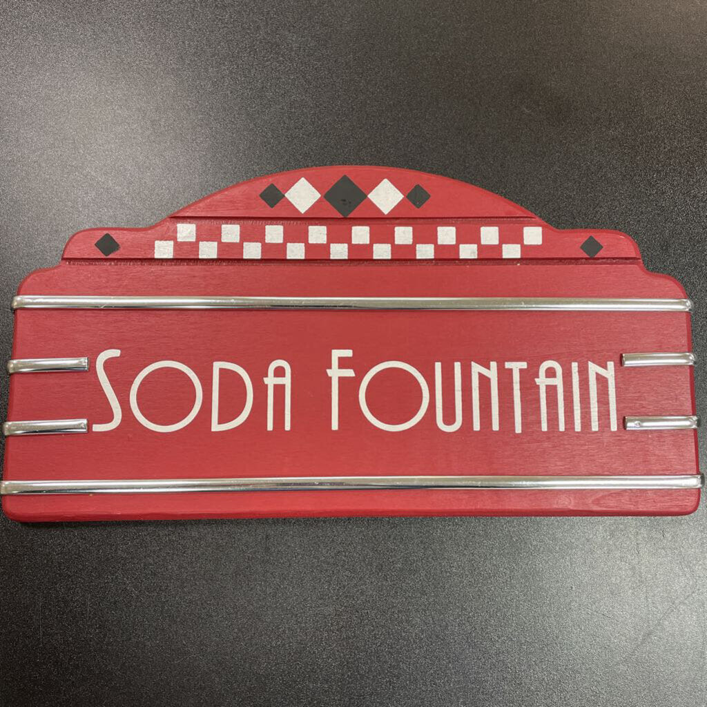 Retro Vintage-Style "Soda Fountain" Wooden Sign