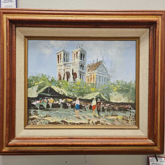Streets of Paris & Notre Dame Original Oil on Canvas by Cuje