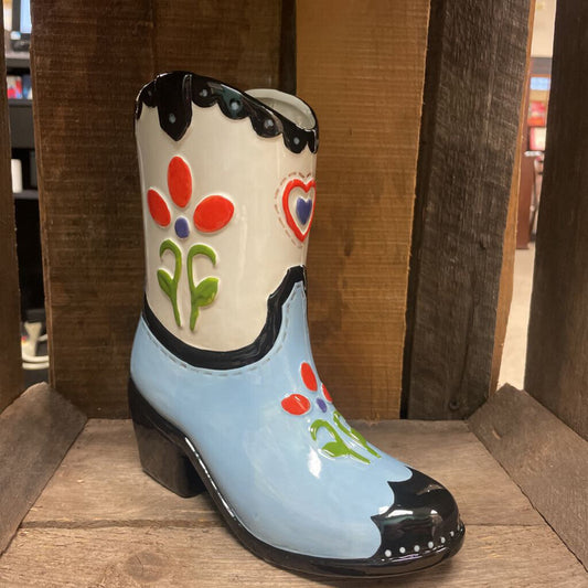 Ceramic Cowboy Boot Vase