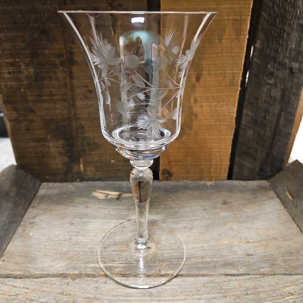 Vintage Hand Etched Colony Crystal Wine Glasses - Set of 4