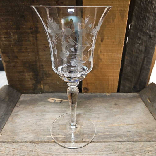 Vintage Hand Etched Colony Crystal Wine Glasses - Set of 4