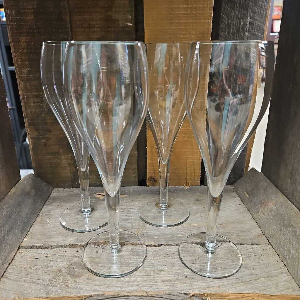 Vintage Hand Blown Champagne Flutes - Set of 4