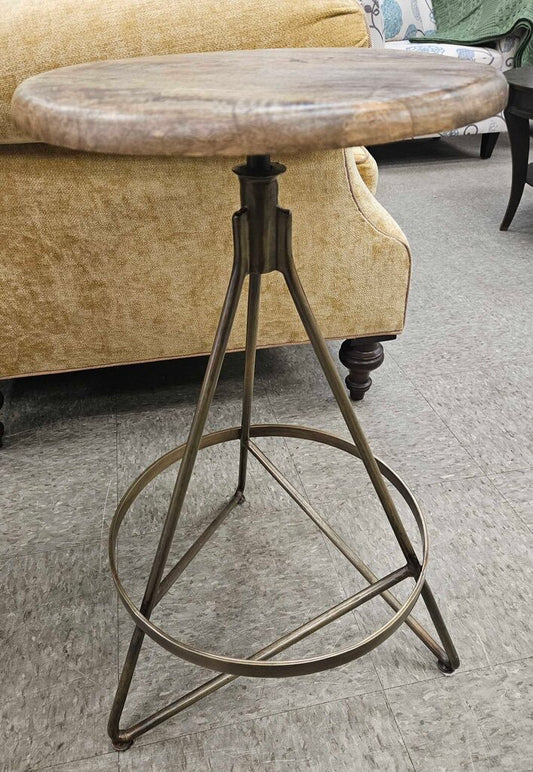 Wyndham Swivel Counter Stool Brown Wood w/Brass Base