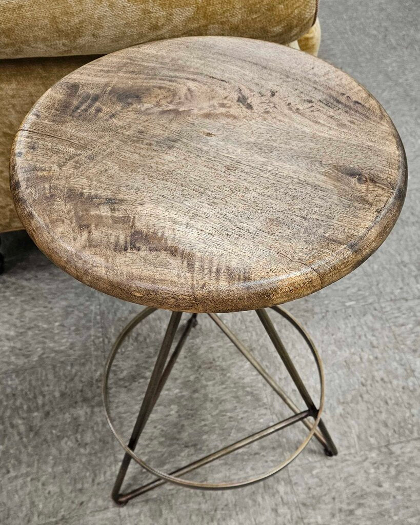 Wyndham Swivel Counter Stool Brown Wood w/Brass Base