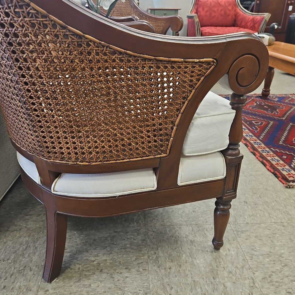 Cane Rattan Barrel Cushioned Arm Chair