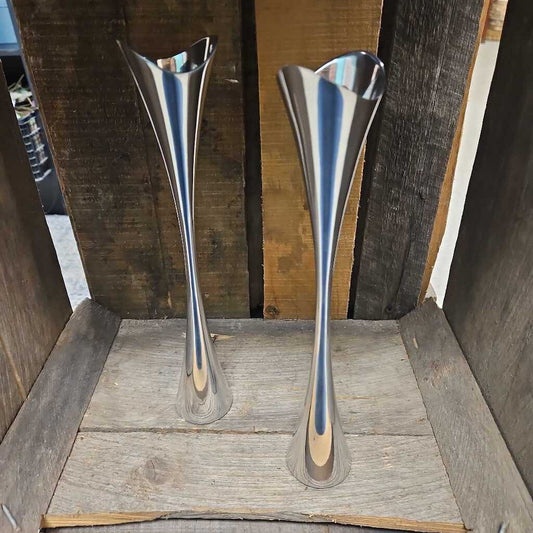 Nambe Alloy Curve Candlesticks NEW