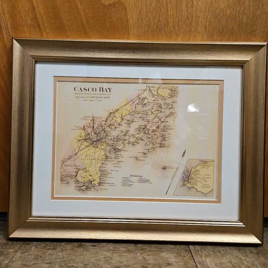 Custom Framed Casco Bay U.S. Coast Guard Survey Chart Prnt