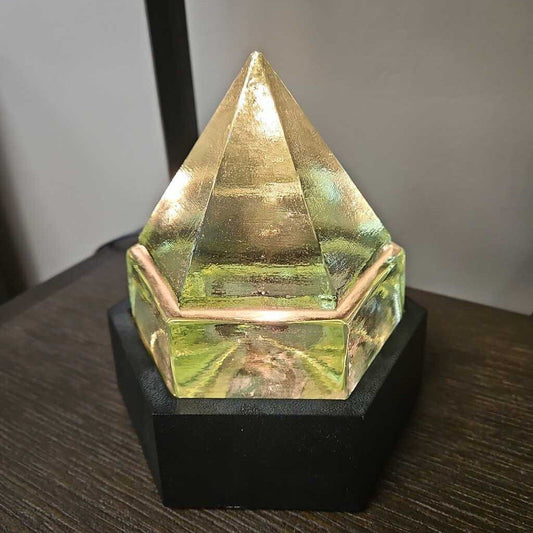 Vintage Ship's Deck Prism Light - Green Nautical Pyramid Boat Paperweight