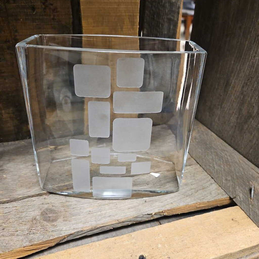 Vintage Frosted Textured Square Glass Vase