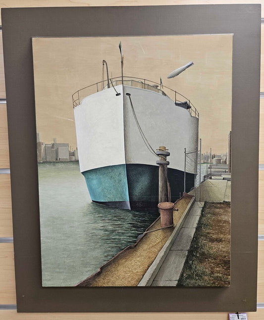 "Irish Steamer" by William Barnes, Casein on Panel