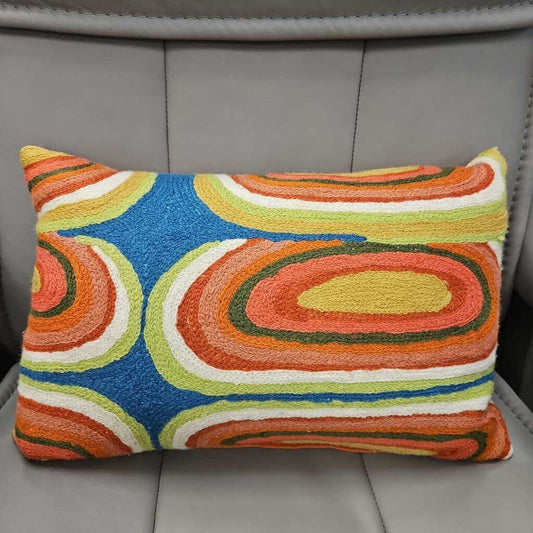 Crate & Barrel "Jessica" Wool Embroidered Accent Pillow w/Down Fill