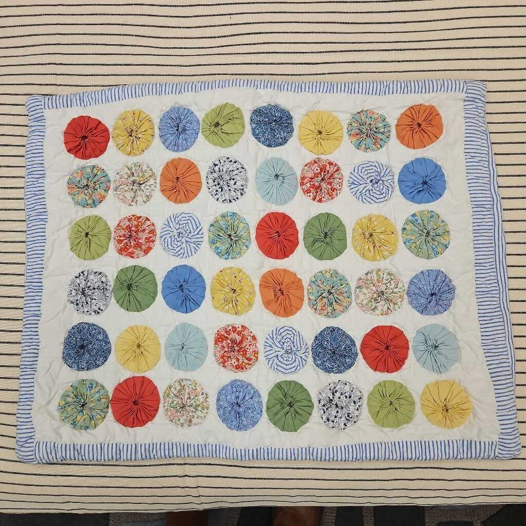 L.L. Bean 100% Cotton KING Size Yo-Yo Quilt & 2 Pillow Shams