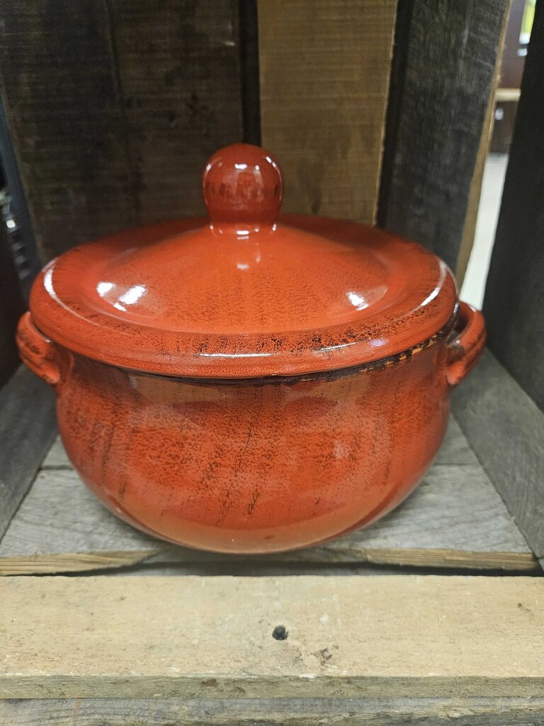 De Silva Italian Pottery Glazed Terracotta Casserole Bowl