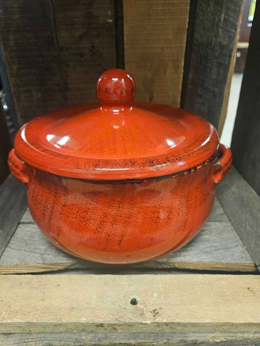 De Silva Italian Pottery Glazed Terracotta Casserole Bowl