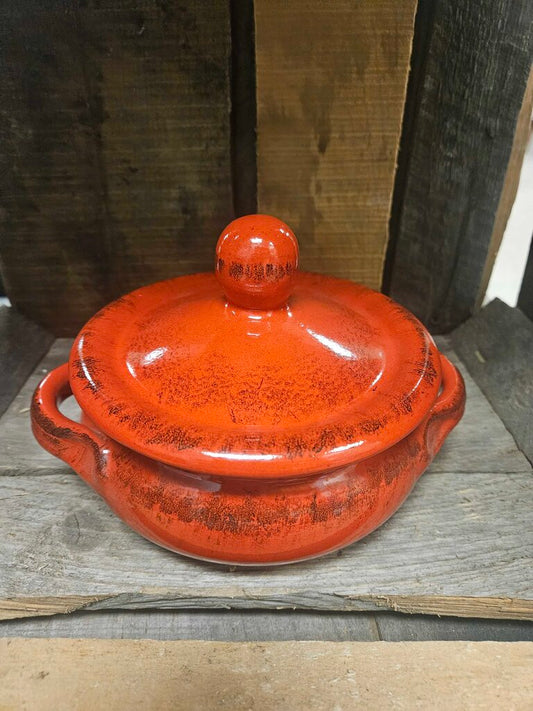 De Silva Italian Pottery Glazed Terracotta Casserole Bowl