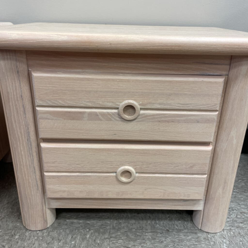 Light Oak Nightstand with Two Drawers