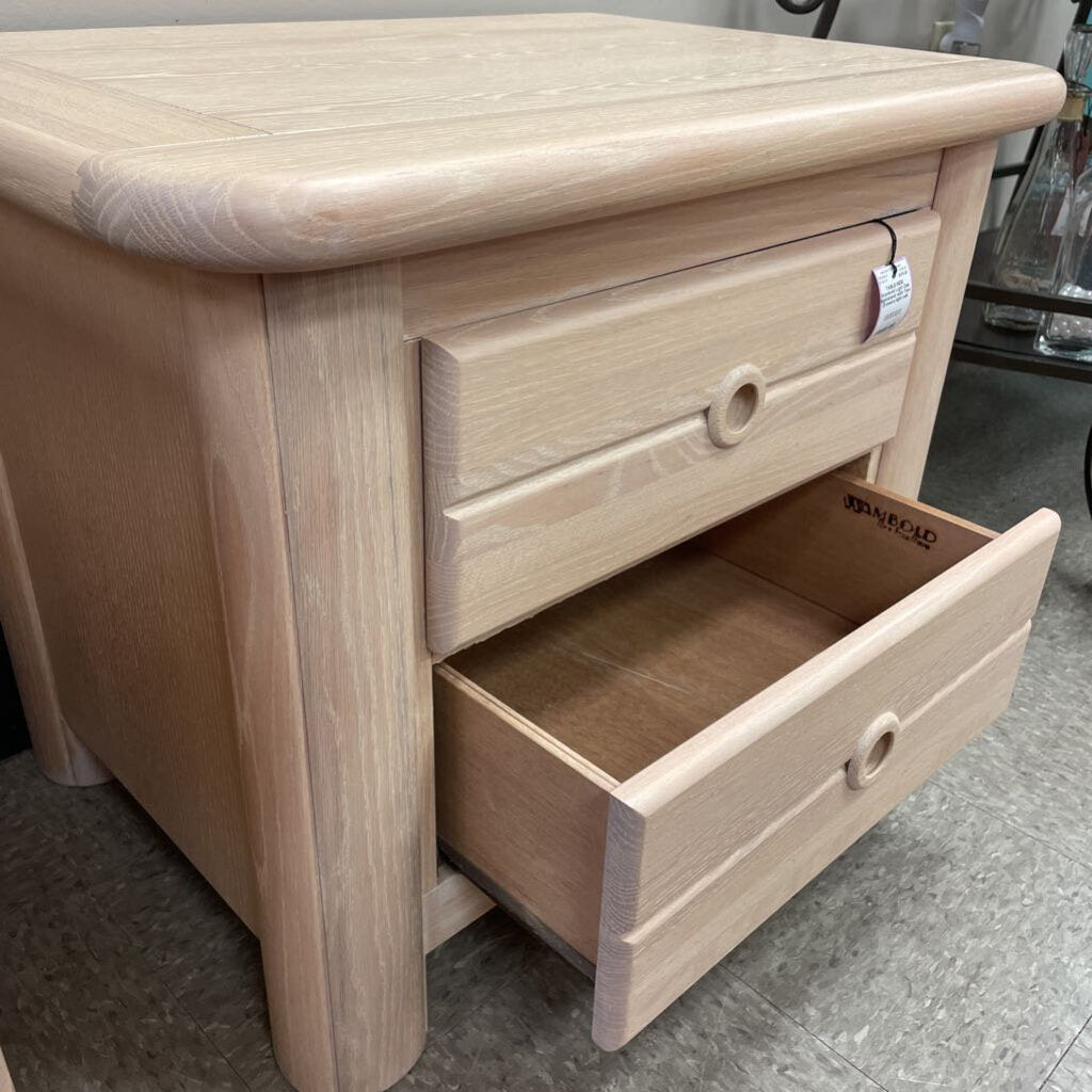 Light Oak Nightstand with Two Drawers