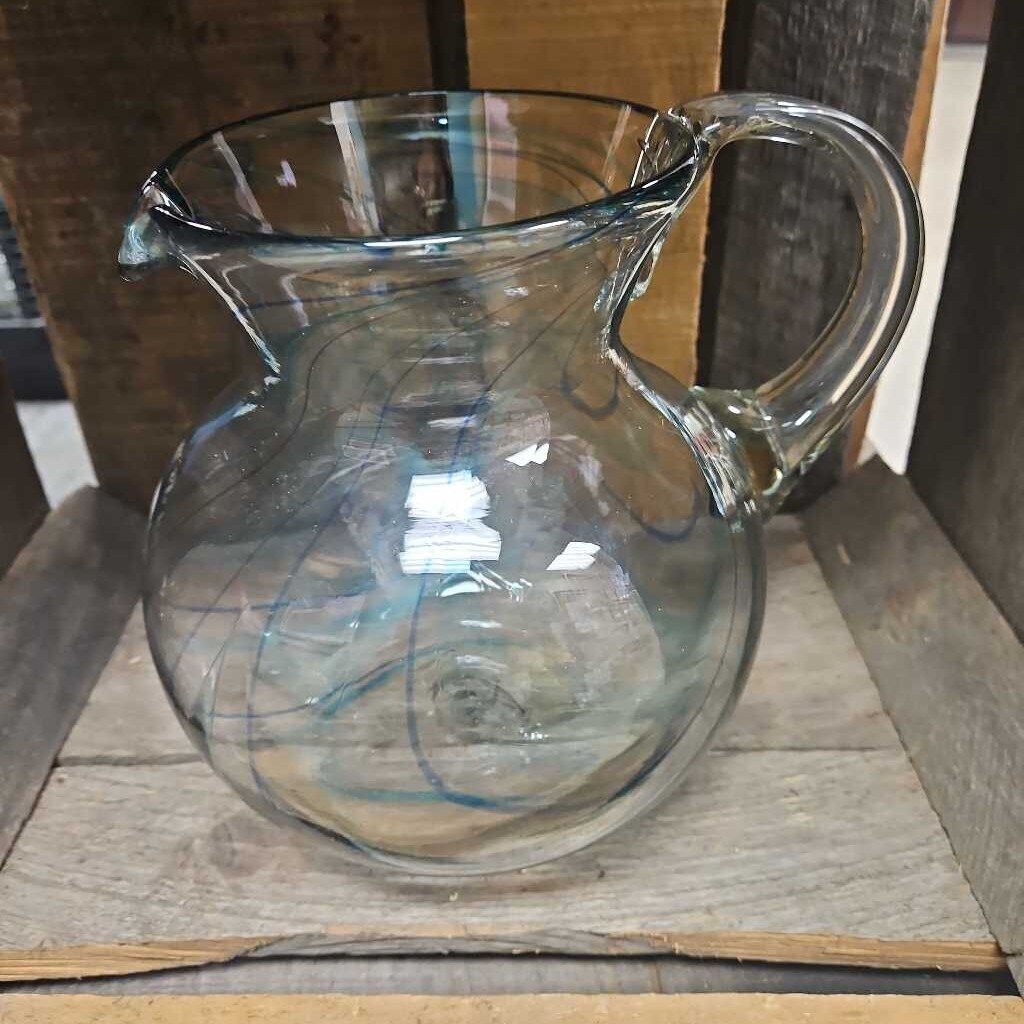 Handblown Striped Glass Pitcher