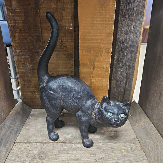 Vintage Black Cat Cast Iron Doorstop