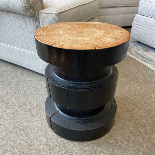 Wooden and Black Accent Stool