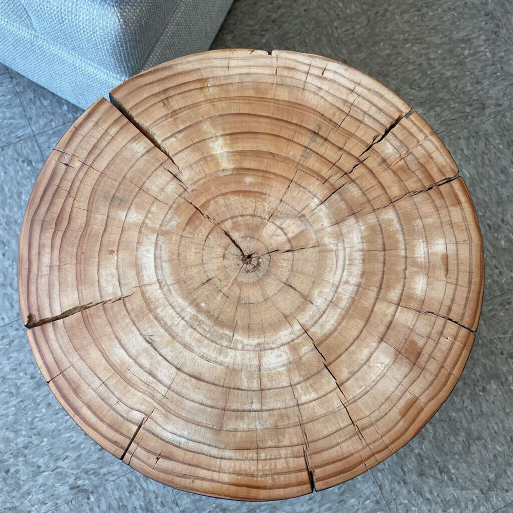 Wooden and Black Accent Stool