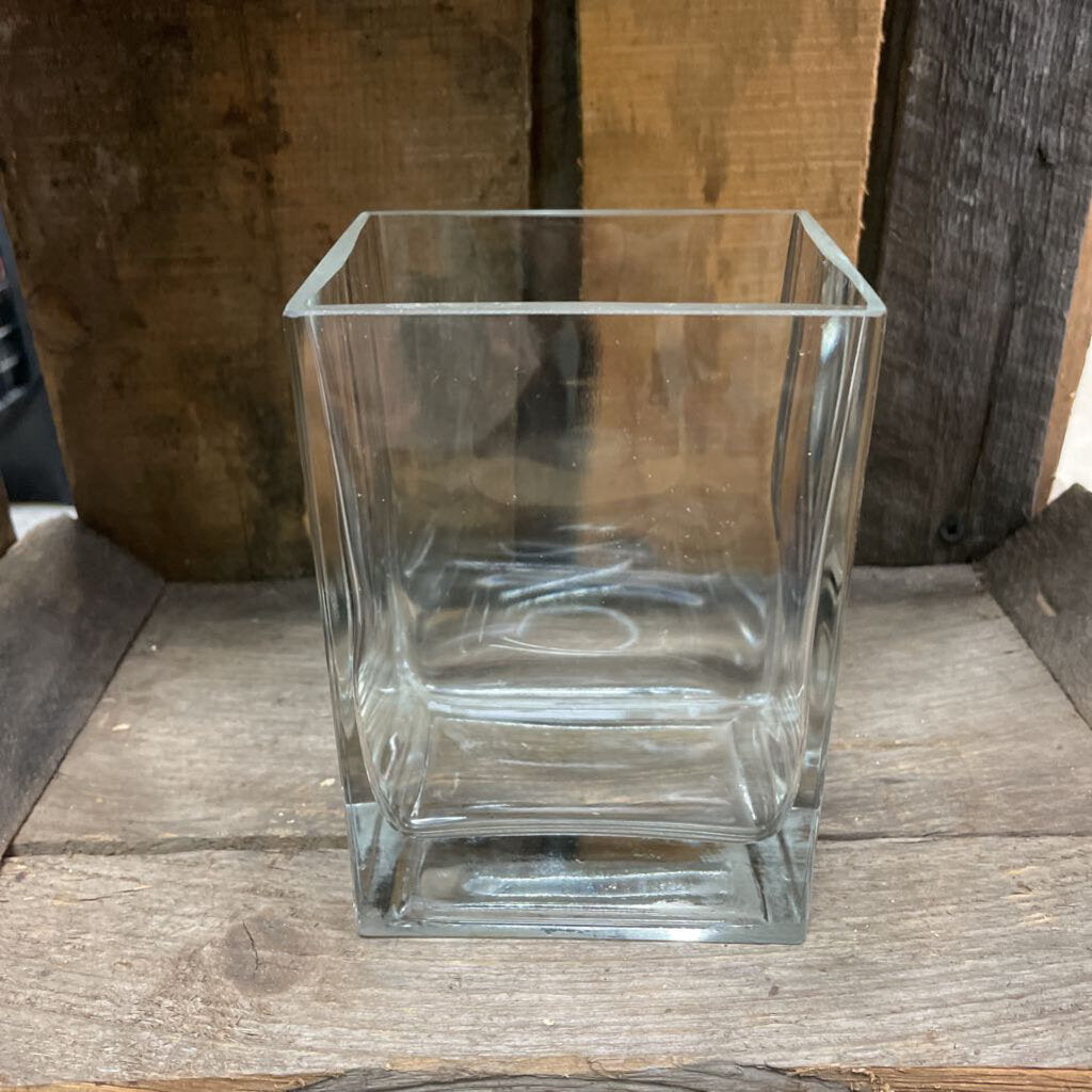 Clear Glass Square Vase