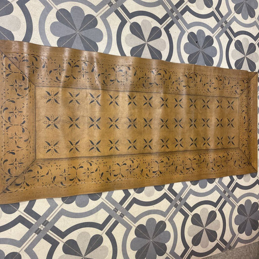 Vintage Hand-Painted Canvas Floor Mat