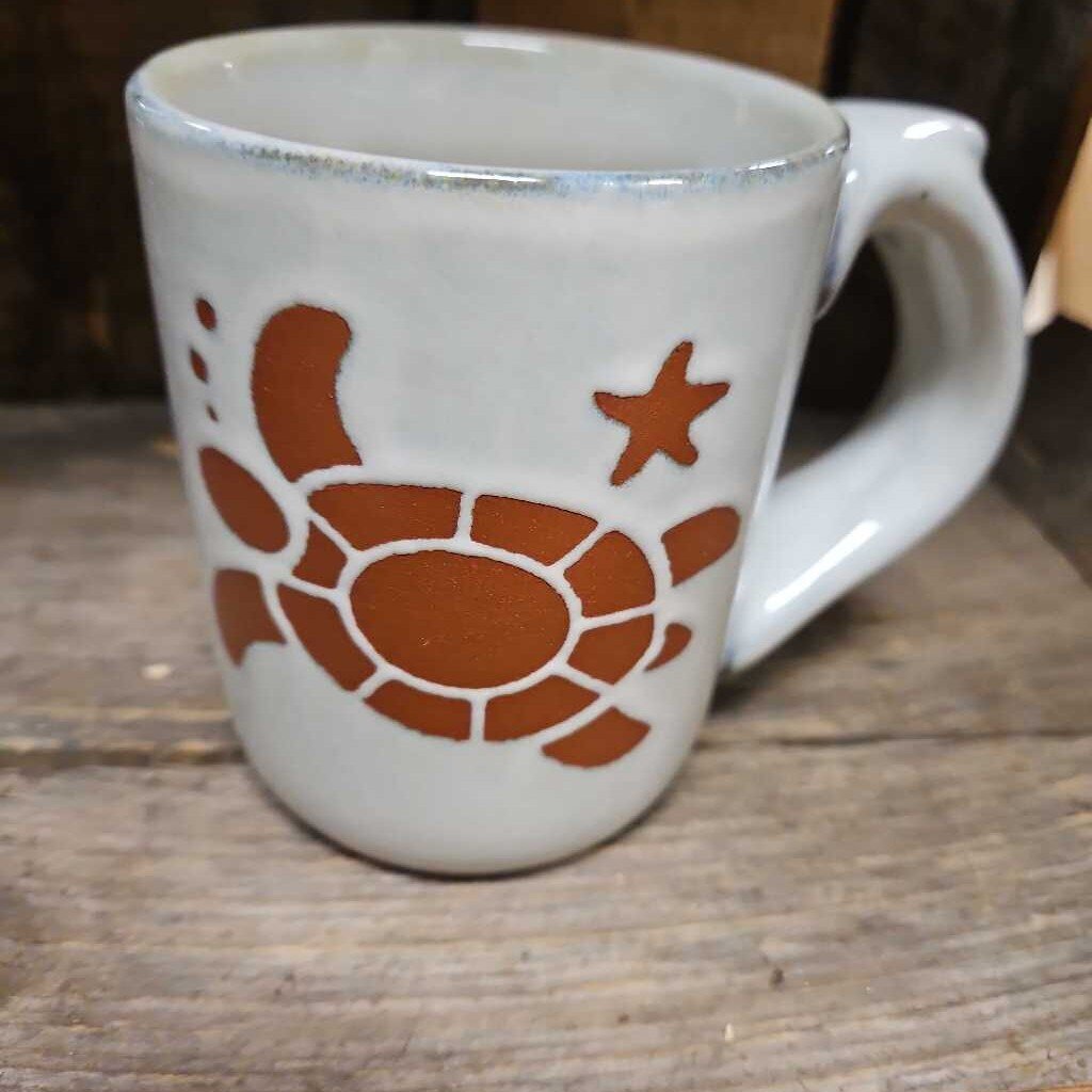 Hand Painted Ceramic Mug with Turtle Design