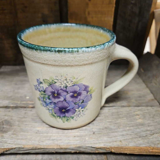 Hand Painted Ceramic Mug with Violets