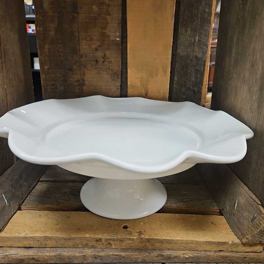 Ceriart White Porcelain Footed Cake Plate Made in Portugal