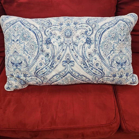 Cynthia Rowley Blue & White Paisley Quilted Lumber Pillow