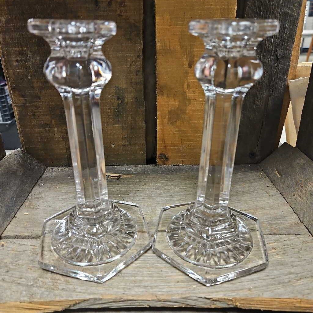 Decorative Glass Candlesticks - Set of 2